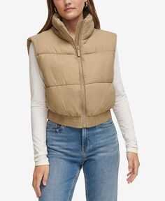 Женский укороченный жилет-пуховик с удлиненными плечами Calvin Klein Jeans, тан/бежевый