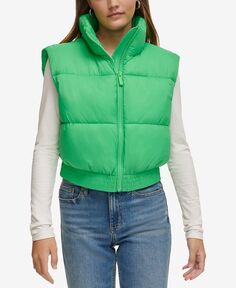 Женский укороченный жилет-пуховик с удлиненными плечами Calvin Klein Jeans, зеленый