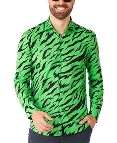 Мужская рубашка с длинными рукавами и рисунком диких животных OppoSuits, зеленый