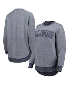 Женский свитер темно-синего цвета с потертостями Illinois Fighting Illini Ponchoville Pullover Pressbox, синий