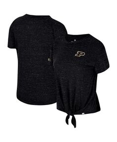 Женская черная рваная футболка Purdue Boilermakers Finalists с завязкой спереди Colosseum, черный