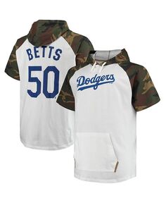 Мужская белая футболка с капюшоном Mookie Betts Los Angeles Dodgers Player Big and Tall реглан Profile, белый