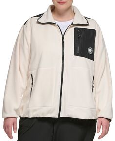 Флисовая куртка больших размеров на молнии на всю длину DKNY, тан/бежевый