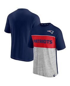 Мужская футболка с цветными блоками New England Patriots темно-серого цвета с фирменным логотипом Fanatics, синий