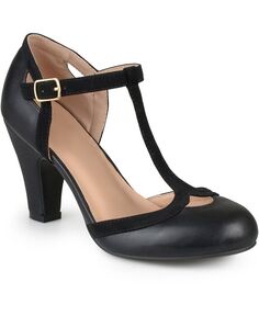 Женские туфли Olina на каблуке с Т-образным ремешком Journee Collection, черный
