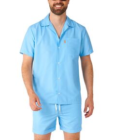 Мужская классная синяя рубашка с короткими рукавами и усилителем; Комплект шорт OppoSuits, синий
