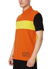 Мужская рубашка поло с цветными блоками Armani Exchange, цвет Ember O/cyber Y/blac