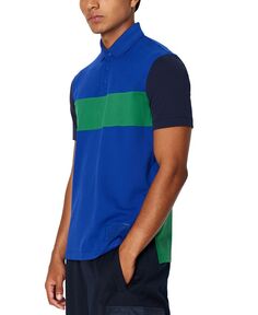 Мужская рубашка поло с цветными блоками Armani Exchange, цвет New Ultra/verdant G/