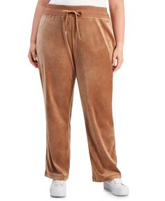 Велюровые широкие брюки больших размеров Calvin Klein, тан/бежевый