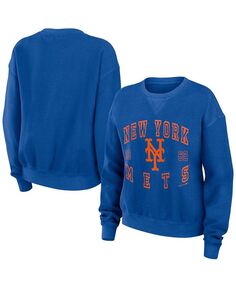Женский рваный вельветовый пуловер Royal New York Mets в винтажном стиле WEAR by Erin Andrews, синий