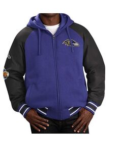 Мужская университетская куртка с капюшоном и молнией во всю длину Baltimore Ravens Defender реглан фиолетового цвета G-III Sports by Carl Banks, фиолетовый