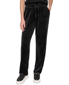 Женские велюровые брюки прямого кроя без застежки DKNY, черный