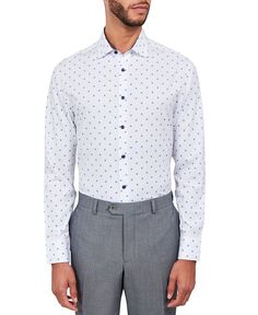 Мужская классическая рубашка с геопринтом Diamond ConStruct, белый