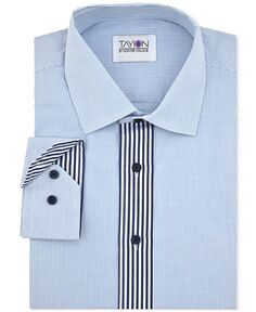 Мужская классическая рубашка приталенного кроя с полосками и планкой Tayion Collection, синий