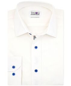 Мужская классическая рубашка приталенного кроя с полосками и планкой Tayion Collection, цвет Bright White
