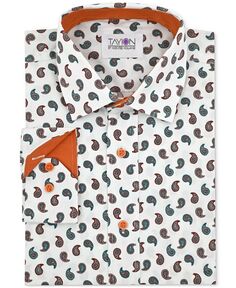 Мужская классическая рубашка приталенного кроя с полосками и планкой Tayion Collection, цвет White Pattern