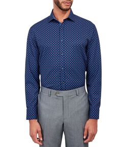 Мужская классическая рубашка стандартного кроя без железа с геопринтом Society of Threads, синий