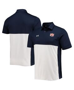 Мужская темно-синяя, белая каштановая рубашка-поло Blocked Coaches Performance 2022 Under Armour, синий