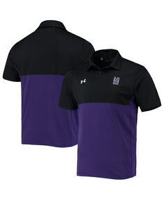 Мужская рубашка-поло Northwestern Wildcats 2022 Blocked Coaches Performance черного и фиолетового цвета Under Armour, черный