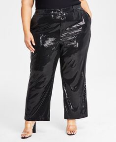 Модные широкие брюки больших размеров с блестками Nina Parker, черный