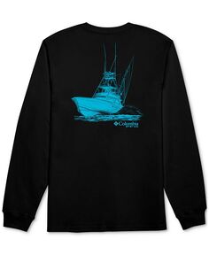 Мужская футболка с длинным рукавом и логотипом Zoom PFG Boat Sketch Columbia, черный