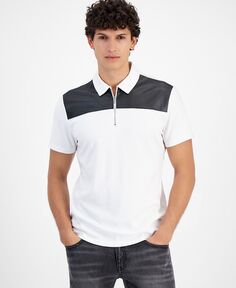 Мужская рубашка-поло стандартного кроя с цветными блоками INC International Concepts I.N.C. International Concepts, белый