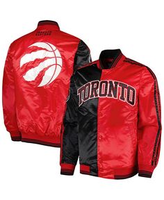 Мужская черно-красная куртка Toronto Raptors из быстроразрывного атласа с застежкой на пуговицы Starter, черный