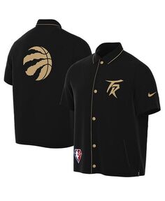 Мужская черно-золотая куртка Toronto Raptors 2021/22 City Edition Therma Flex Showtime с короткими рукавами и воротником на кнопках Nike, черный
