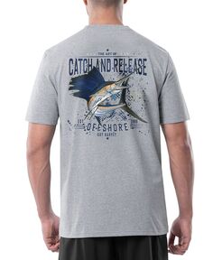 Мужская футболка с графическим логотипом Catch And Release Offshore из трикотажной ткани Guy Harvey, серый