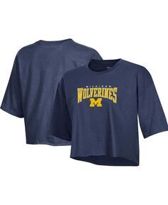 Женская укороченная футболка Heather Navy Michigan Wolverines Boyfriend Champion, синий