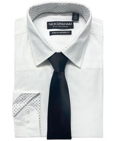 Мужская классическая рубашка-стрейч современного кроя &amp; Набор галстуков в тональную клетку Nick Graham, мультиколор