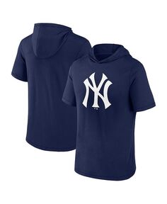 Мужская темно-синяя футболка с капюшоном с коротким рукавом New York Yankees Fanatics, синий
