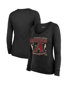 Черная женская футболка с длинными рукавами Tri-Blend Arizona Diamondbacks 2023 National League Champions Tour Majestic, черный