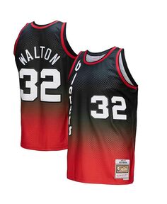 Мужская футболка Bill Walton Red, Black Portland Trail Blazers 1976/77 Hardwood Classics Fadeaway Swingman Player Mitchell &amp; Ness, красный