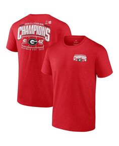 Мужская красная футболка с логотипом Georgia Bulldogs College Football Playoff 2022 Peach Bowl Champions Score Fanatics, красный