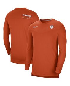 Мужская оранжевая футболка Clemson Tigers 2022 Coach Performance с длинным рукавом и v-образным вырезом Nike, оранжевый