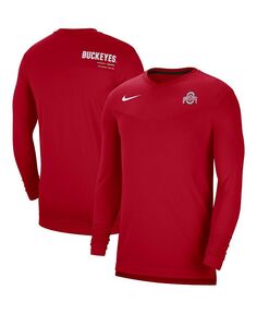 Мужская футболка Scarlet Ohio State Buckeyes 2022 Coach Performance с длинным рукавом и v-образным вырезом Nike, красный