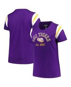 Женская фиолетовая футболка LSU Tigers размера плюс в полоску с круглым вырезом и задней дверью Profile, фиолетовый