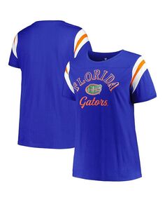 Женская футболка больших размеров в полоску с круглым вырезом и задней дверью Royal Florida Gators Profile, синий