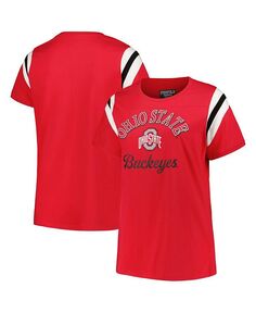Женская футболка Scarlet Ohio State Buckeyes в полоску с круглым вырезом больших размеров Profile, красный