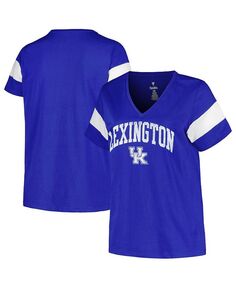 Женская футболка с v-образным вырезом и круглым вырезом в полоску Royal Distressed Kentucky Wildcats больших размеров Profile, синий