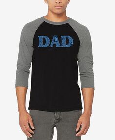 Мужская бейсбольная футболка с надписью Dad Raglan Word Art LA Pop Art, серый