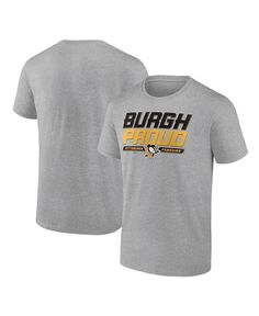 Мужская фирменная серая футболка с рисунком Pittsburgh Penguins Hometown Collection Burgh Proud Fanatics, серый