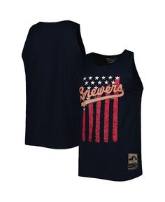 Мужская темно-синяя майка Milwaukee Brewers Cooperstown Collection Stars and Stripes Mitchell &amp; Ness, синий