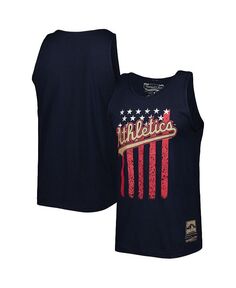 Мужская темно-синяя майка Oakland Athletics Cooperstown Collection Stars and Stripes Mitchell &amp; Ness, синий