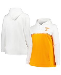 Женский белый, оранжевый Теннесси Теннесси Волонтерс пуловер больших размеров с капюшоном Profile, белый