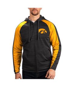 Мужская спортивная куртка с капюшоном и молнией во всю длину, черный реглан в нейтральной зоне Iowa Hawkeyes G-III Sports by Carl Banks, черный