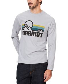 Мужская футболка с длинным рукавом и графическим логотипом в прибрежном стиле Marmot, цвет Sleet