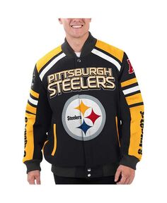 Мужская черная куртка с кнопками Pittsburgh Steelers Power Forward Racing G-III Sports by Carl Banks, черный