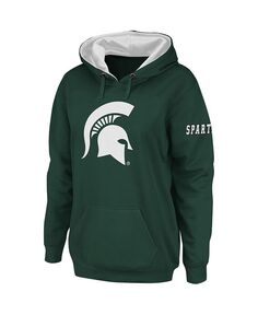 Женский зеленый пуловер с капюшоном с большим логотипом Michigan State Spartans Stadium Athletic, зеленый
